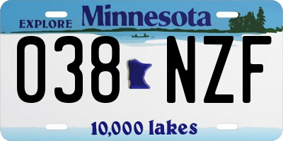 MN license plate 038NZF
