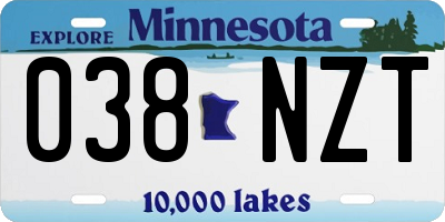 MN license plate 038NZT