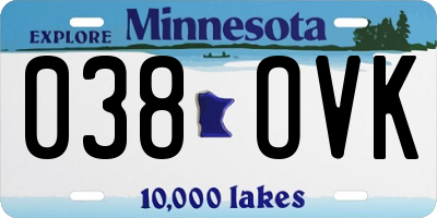 MN license plate 038OVK