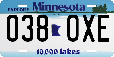 MN license plate 038OXE
