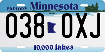 MN license plate 038OXJ