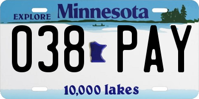 MN license plate 038PAY