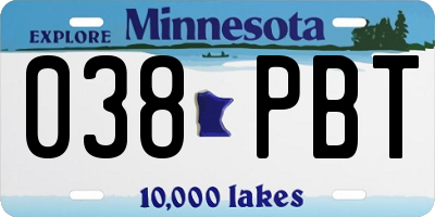 MN license plate 038PBT