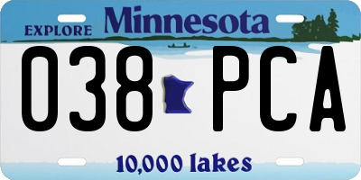 MN license plate 038PCA