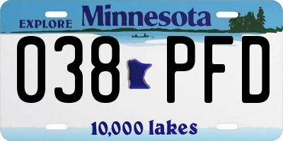 MN license plate 038PFD