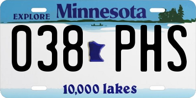 MN license plate 038PHS