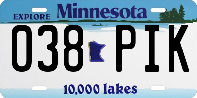 MN license plate 038PIK