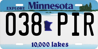 MN license plate 038PIR