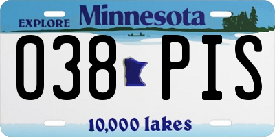 MN license plate 038PIS