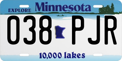 MN license plate 038PJR