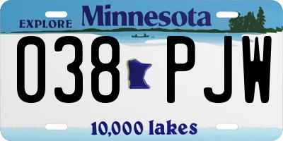 MN license plate 038PJW