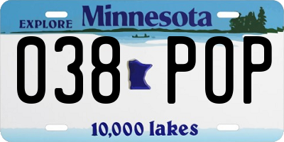 MN license plate 038POP
