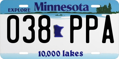 MN license plate 038PPA