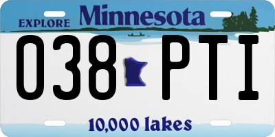 MN license plate 038PTI