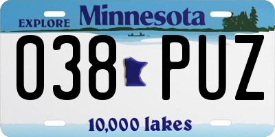 MN license plate 038PUZ