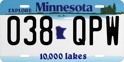 MN license plate 038QPW