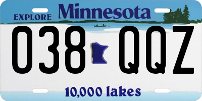 MN license plate 038QQZ