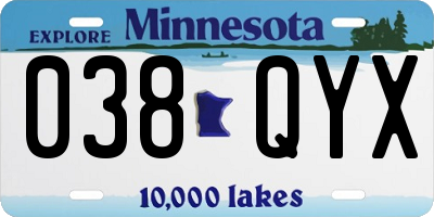 MN license plate 038QYX