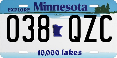 MN license plate 038QZC