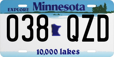 MN license plate 038QZD