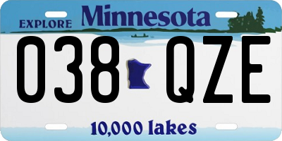 MN license plate 038QZE