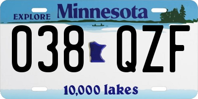 MN license plate 038QZF