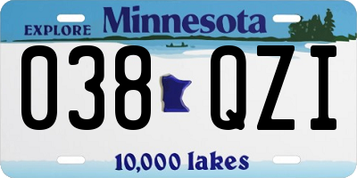 MN license plate 038QZI