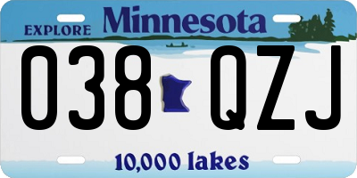 MN license plate 038QZJ