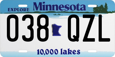 MN license plate 038QZL
