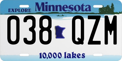 MN license plate 038QZM