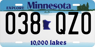 MN license plate 038QZO