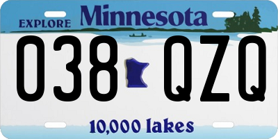 MN license plate 038QZQ