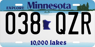 MN license plate 038QZR
