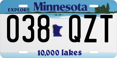 MN license plate 038QZT