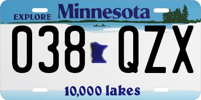 MN license plate 038QZX