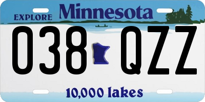 MN license plate 038QZZ