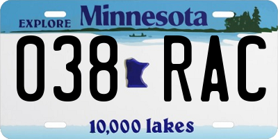 MN license plate 038RAC