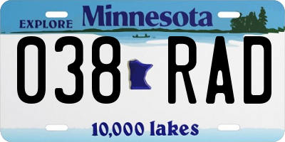 MN license plate 038RAD