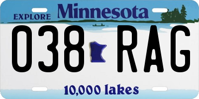 MN license plate 038RAG