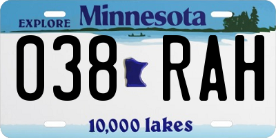 MN license plate 038RAH