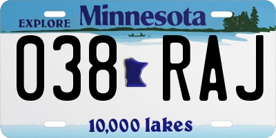 MN license plate 038RAJ