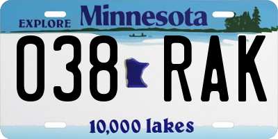MN license plate 038RAK