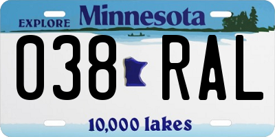 MN license plate 038RAL