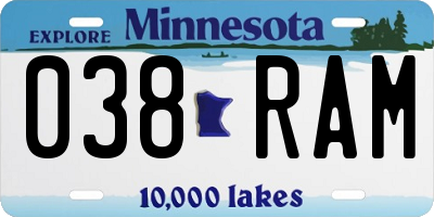 MN license plate 038RAM