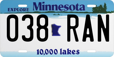 MN license plate 038RAN