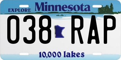 MN license plate 038RAP