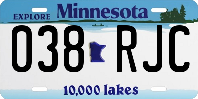 MN license plate 038RJC