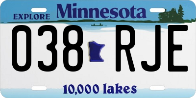 MN license plate 038RJE