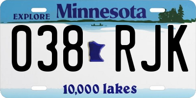 MN license plate 038RJK