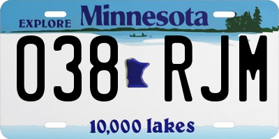 MN license plate 038RJM
